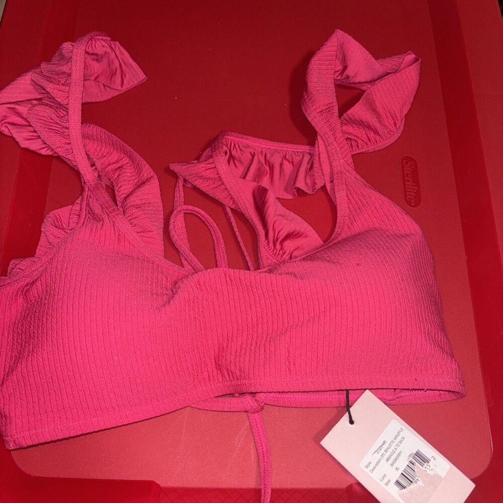 NEW w TAGS JUICY COUTUR Pink Bralette RUFFLE  XL Bikini Top